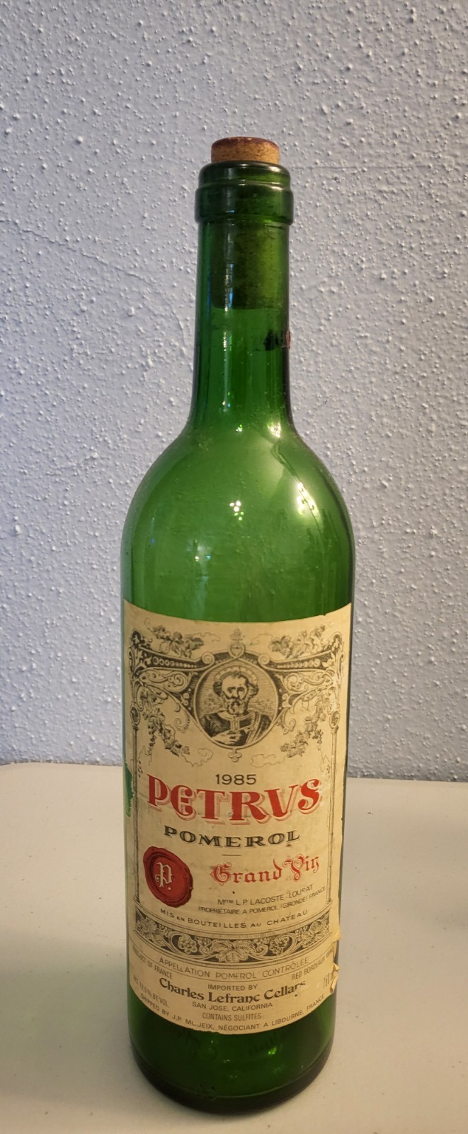 Petrus 1985 Empty Wine Bottle Vintage Display Collectible Petrus 1985 Empty Wine Bottle Vintage Display Collectible