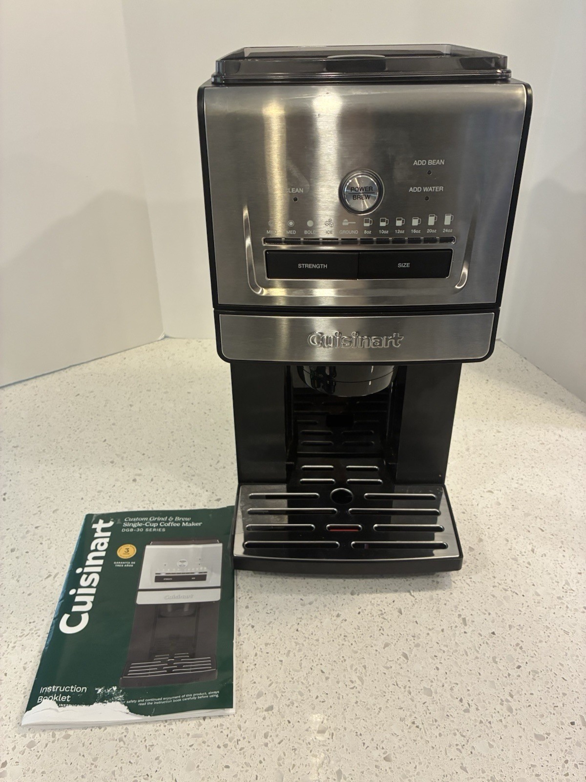 Cuisinart Custom Grind&Brew Single-Cup Coffee Maker DGB-30 Black Silver Tested 