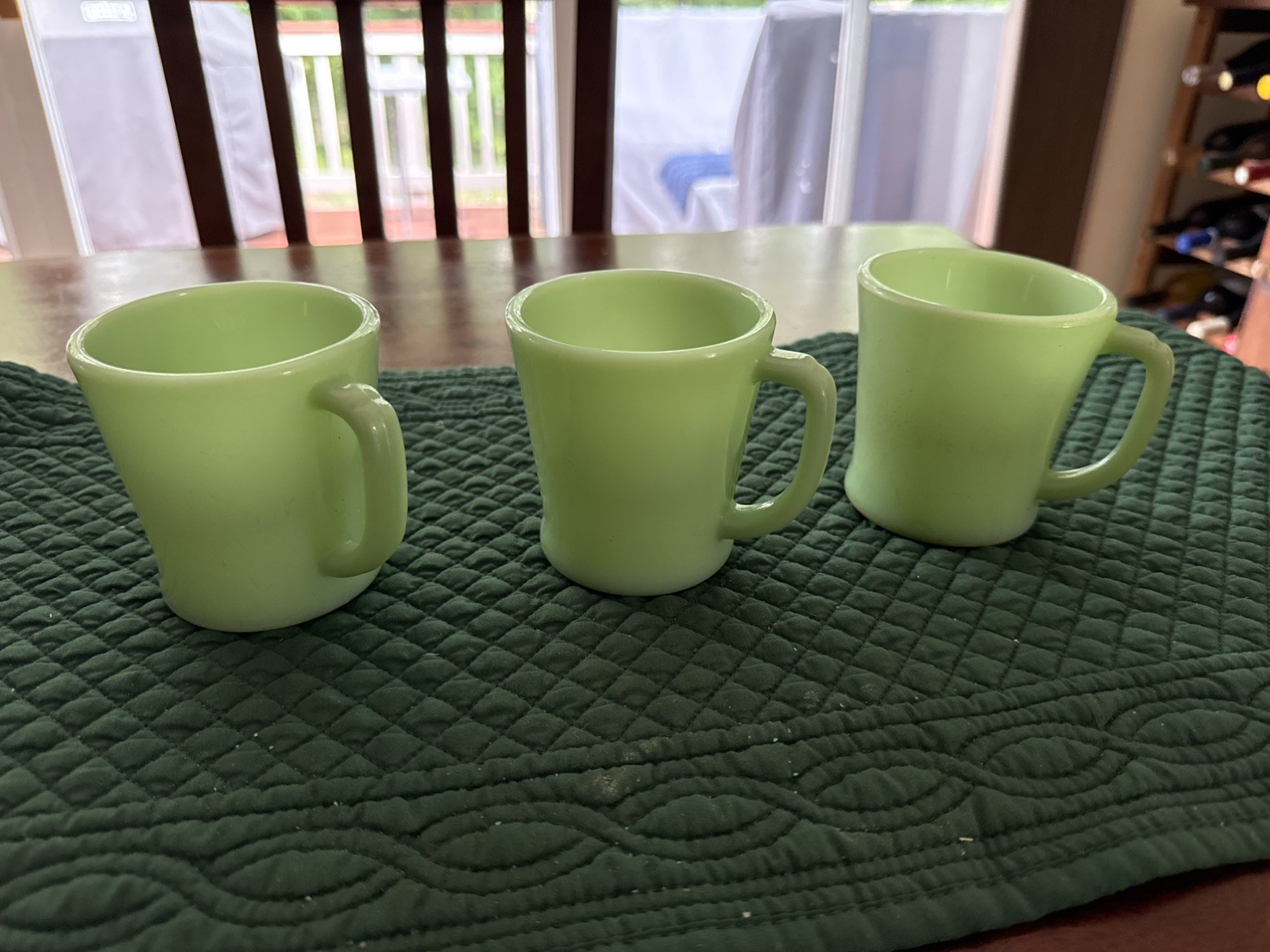 VTG Fire King Jadeite Jadite D Handle Mug Flat Bottom  Glass 1945-48 - Set of 3 