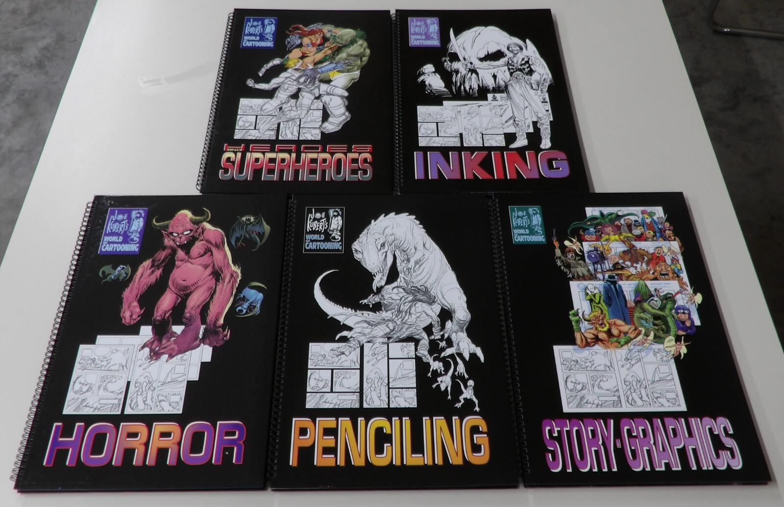 Joe Kubert's World Of Cartooning HC SET OF 5 Horror Inking Heroes Penciling + 1