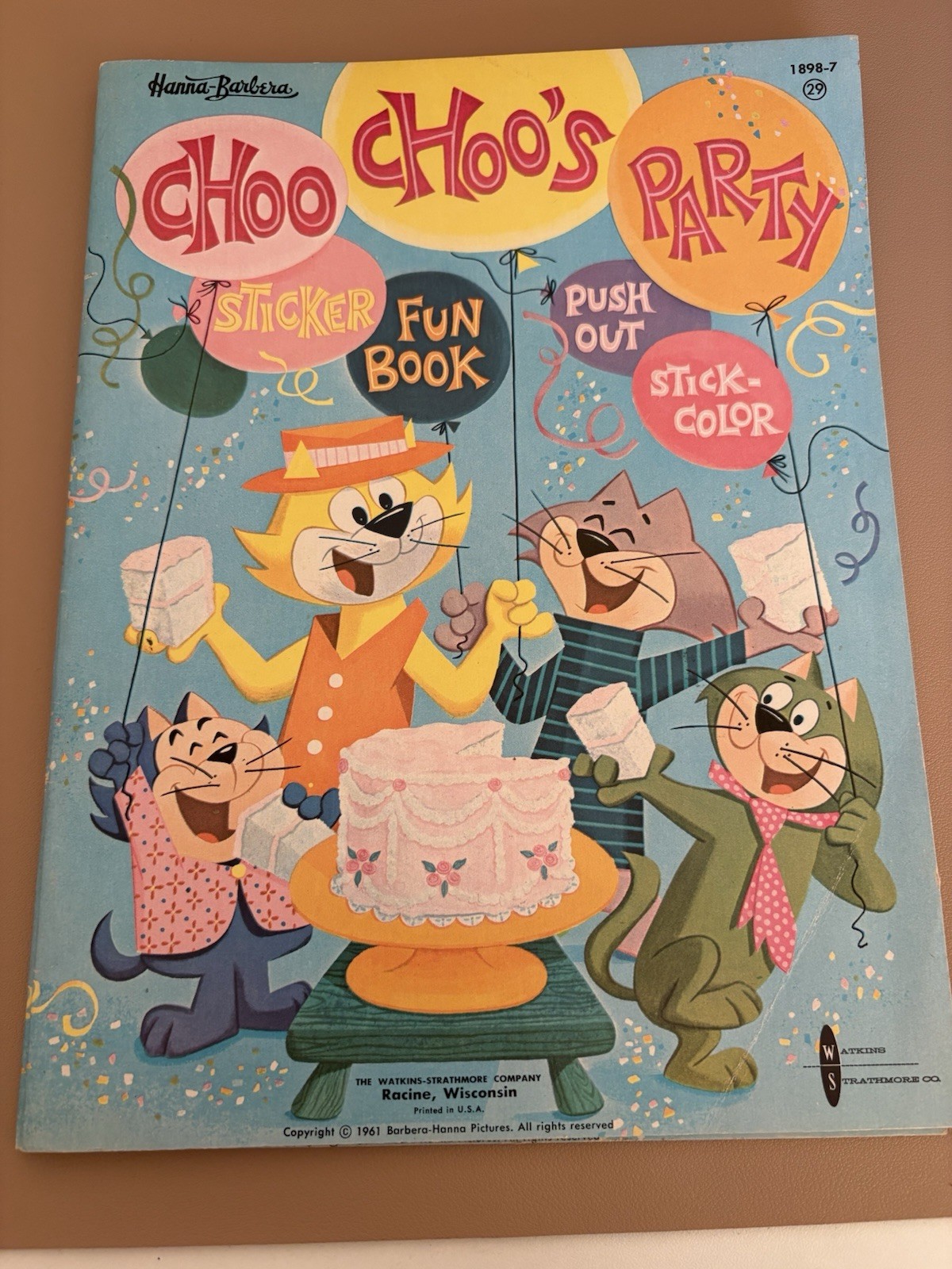 Vintage Hanna Barbara 1961 Top Cat Choo Choo’s Party Sticker Fun Unused Rare
