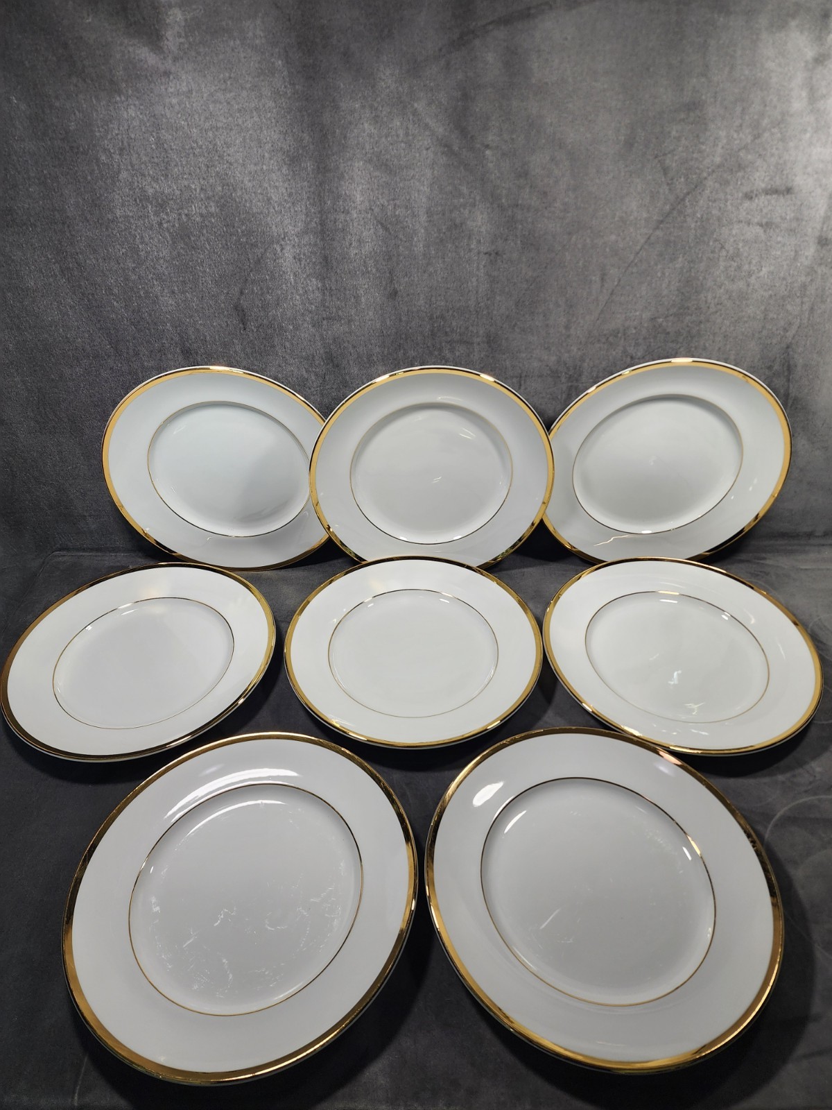 RARE-8 WILLIAMS SONOMA Brasserie White & Gold Charger Plates/Chop Platter/12\ RARE-8 WILLIAMS SONOMA Brasserie White & Gold Charger Plates/Chop Platter/12\