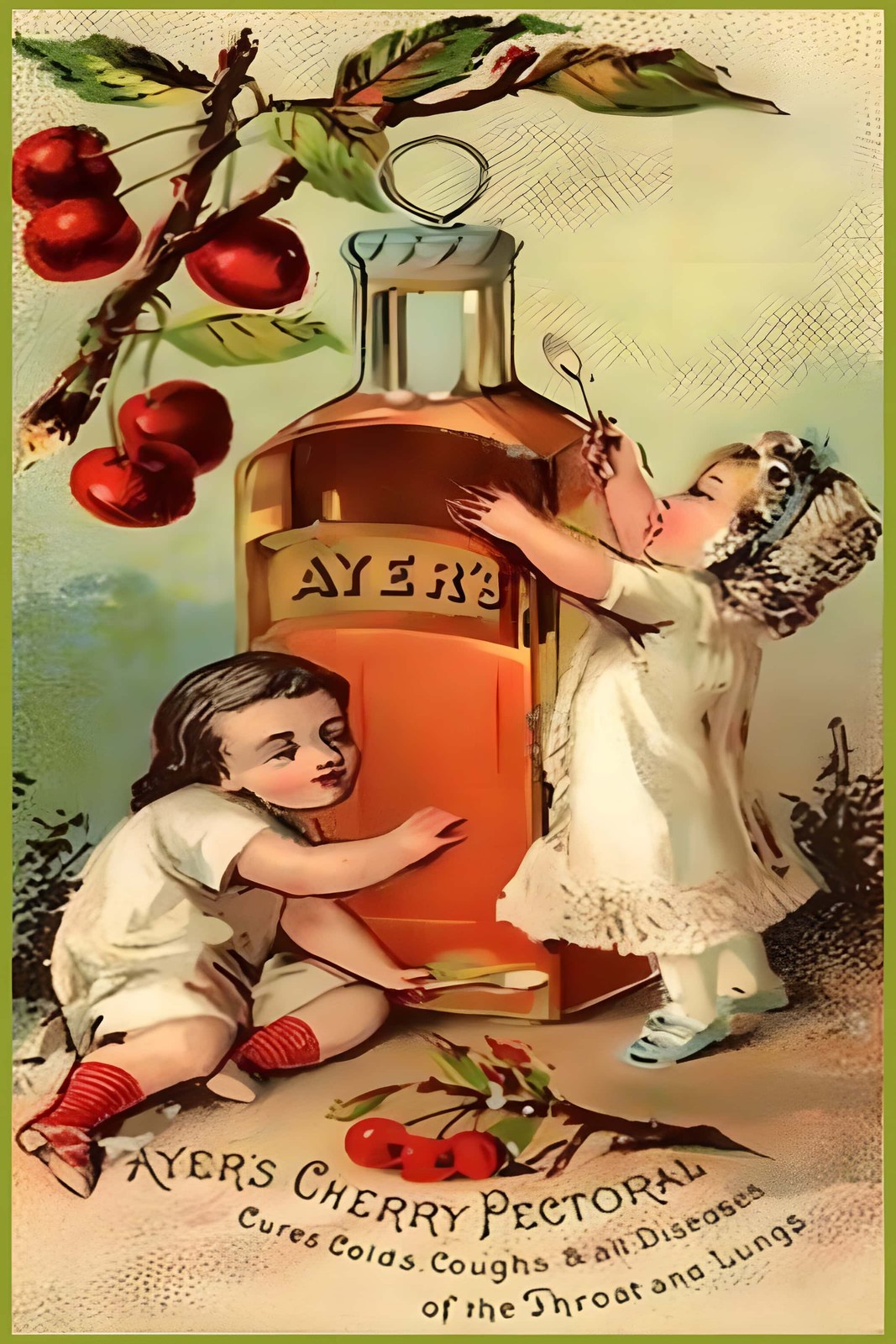 🍒 Ayer\'s Cherry Pectoral Poster - 1880s Vintage Ad 24x36” 🌟