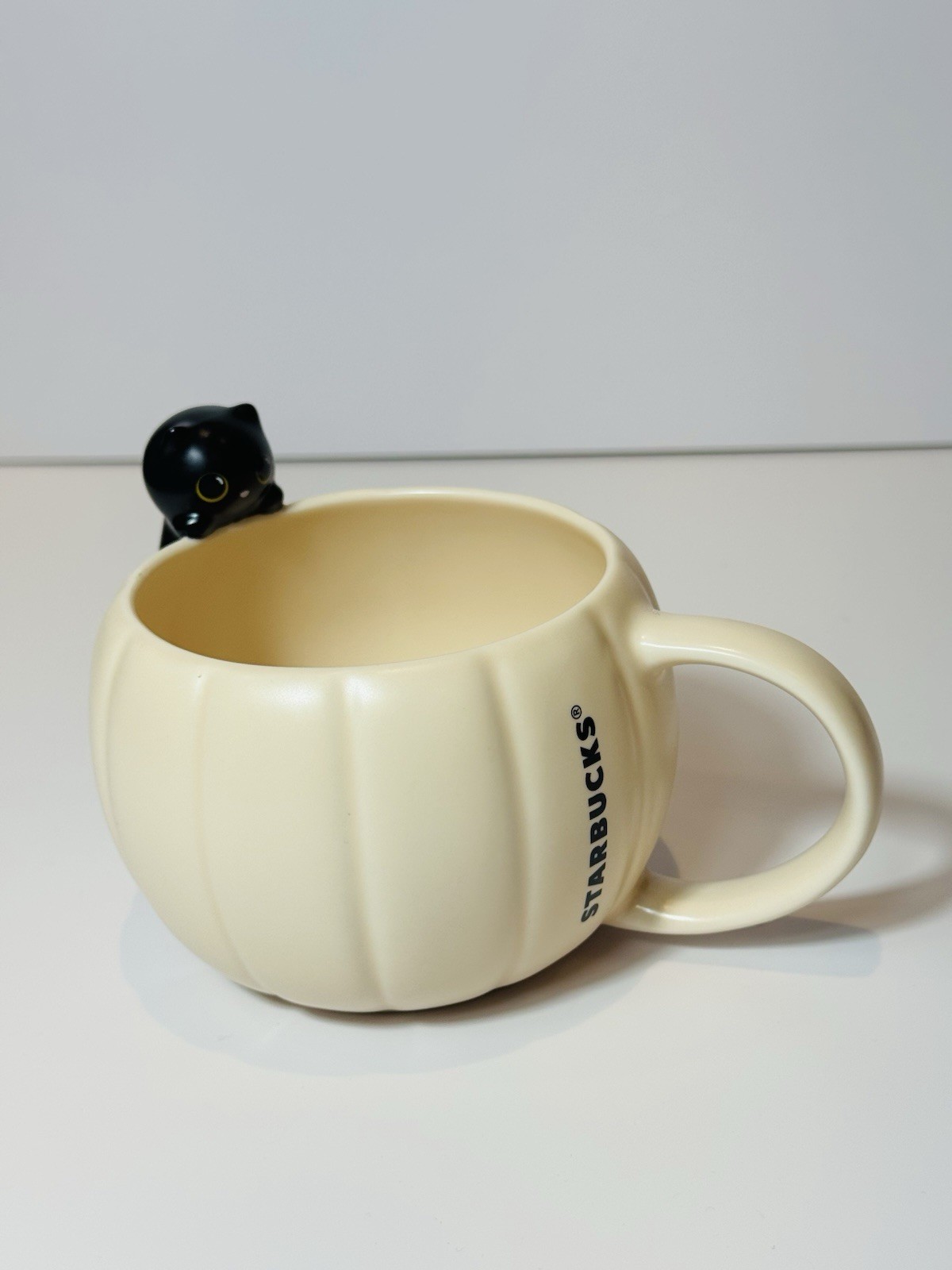 Starbucks Halloween White Pumpkin Black Cat Ceramic Mug Limited Edition 2026