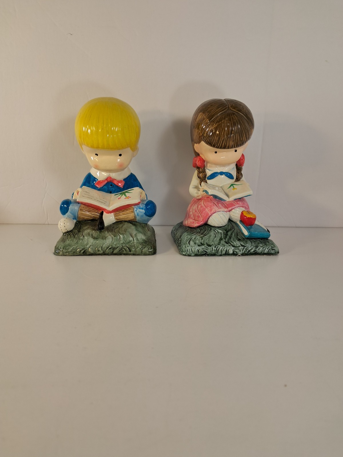 Joan Walsh Anglund 2 Bookends Figurines Boy & Girl reading Adorable VTG 70\'s Joan Walsh Anglund 2 Bookends Figurines Boy & Girl reading Adorable VTG 70\'s