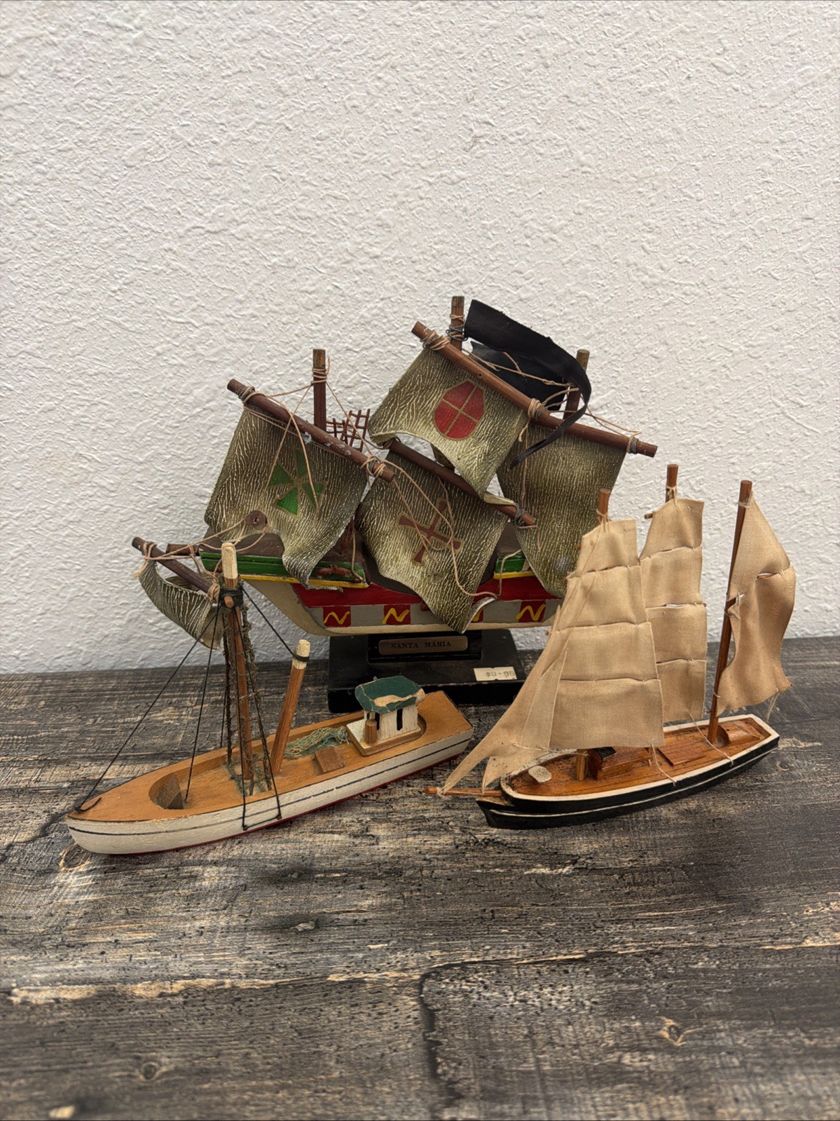 Vintage Wooden Sailboat Santa Maria Model — Nautical Decor