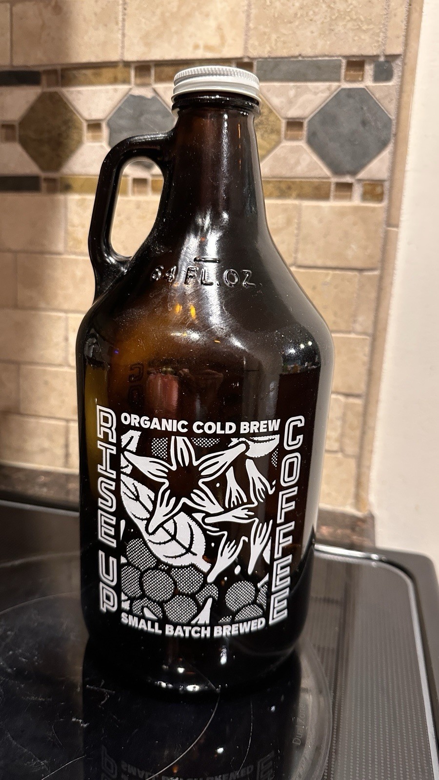 Rise Up Coffee 64 oz Glass Coffee Growler