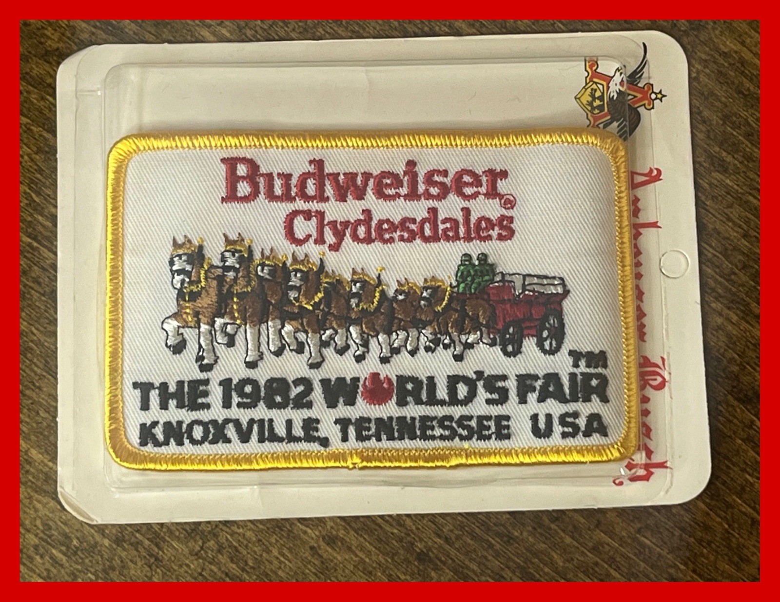 Vintage Budweiser Clydesdales 1982 Worlds Fair Knoxville TN Embroider Patch NOS
