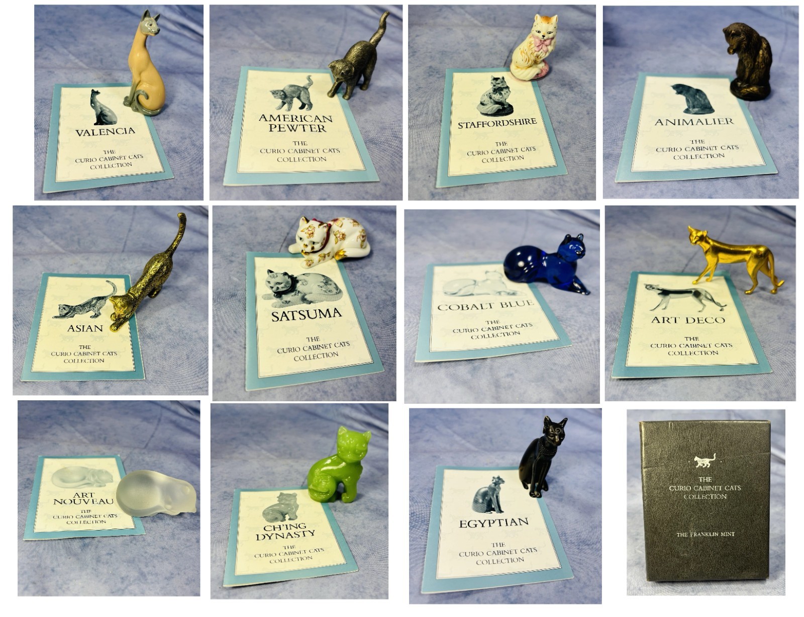 11 Franklin Mint 1986 The Curio Cabinet Cats Collection w Bookets 11 Franklin Mint 1986 The Curio Cabinet Cats Collection w Bookets