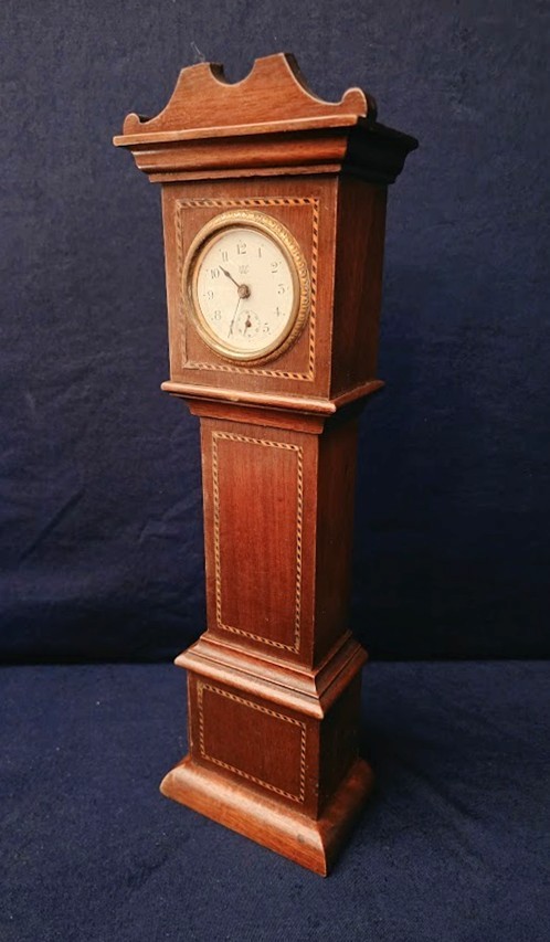 Antique Waterbury Clock Company Miniature Longcase Novelty Clock - 1890\'s Works Antique Waterbury Clock Company Miniature Longcase Novelty Clock - 1890\'s Works