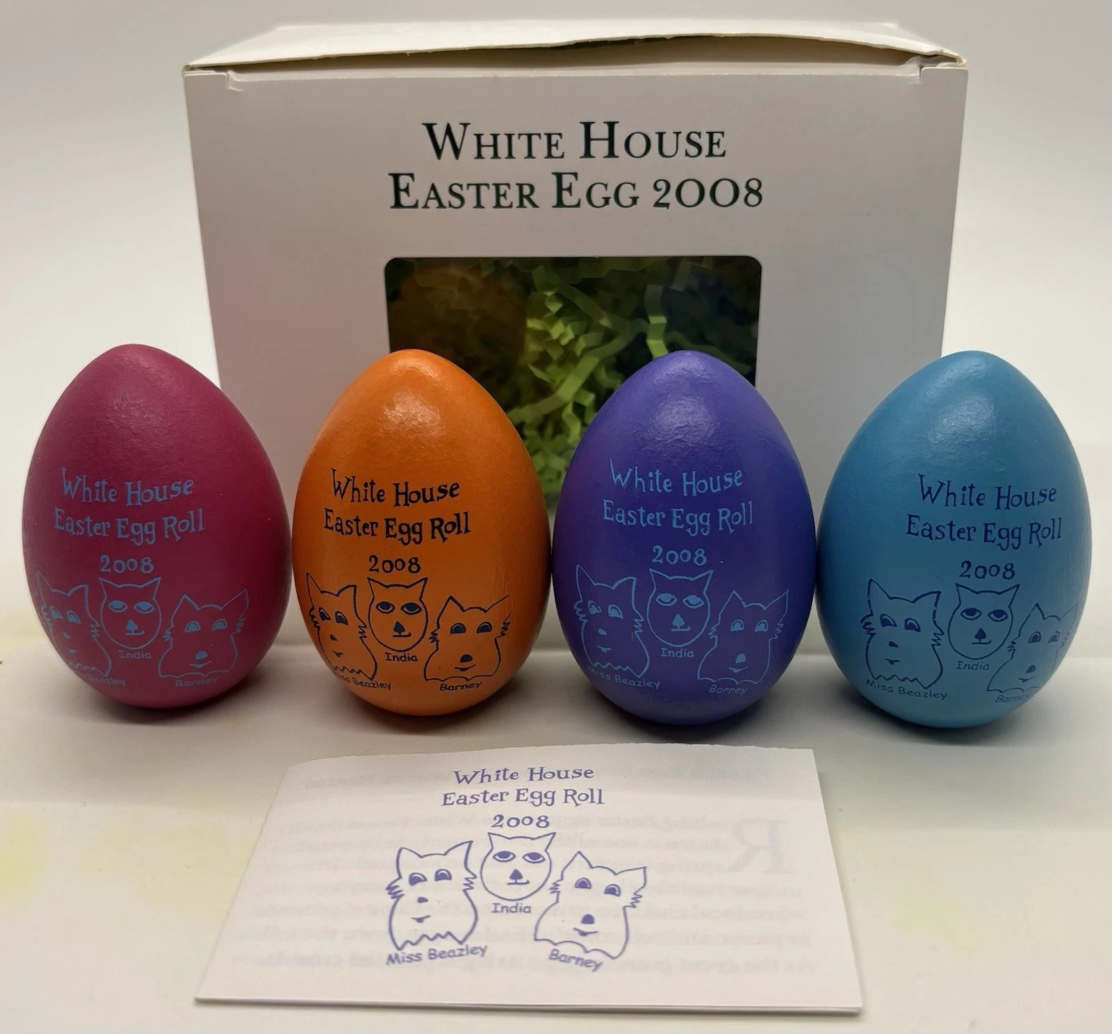 2008 Commemorative White House Easter Eggs George Bush Set Of 4 W/ Original Box 2008 Commemorative White House Easter Eggs George Bush Set Of 4 W/ Original Box