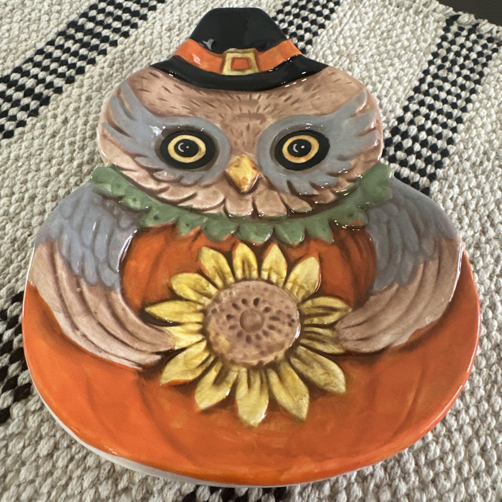 New Transpac Johanna Parker Hand Painted Owl fall/ autumn Figurine spoon rest New Transpac Johanna Parker Hand Painted Owl fall/ autumn Figurine spoon rest