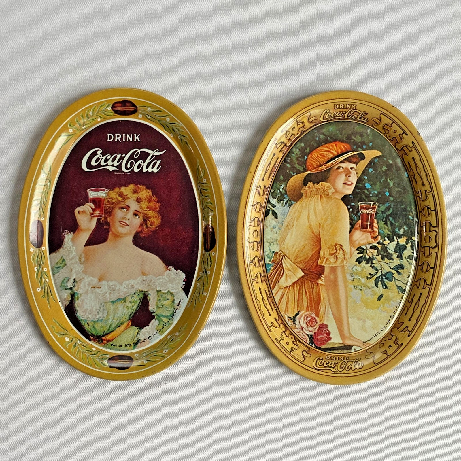 Vtg Collectible Coca Cola Drink Metal Tip Advertising Trays 6x4 inch Lot Of 2 Vtg Collectible Coca Cola Drink Metal Tip Advertising Trays 6x4 inch Lot Of 2