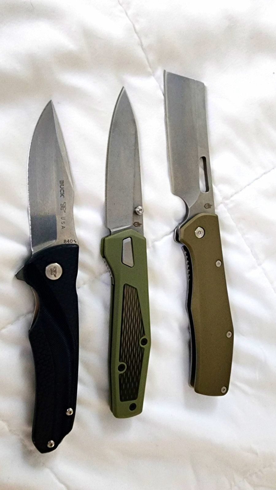 Buck & Gerber 3pc Pocketknife Lot Manual Plain Edge SS Blade Pocket Clip