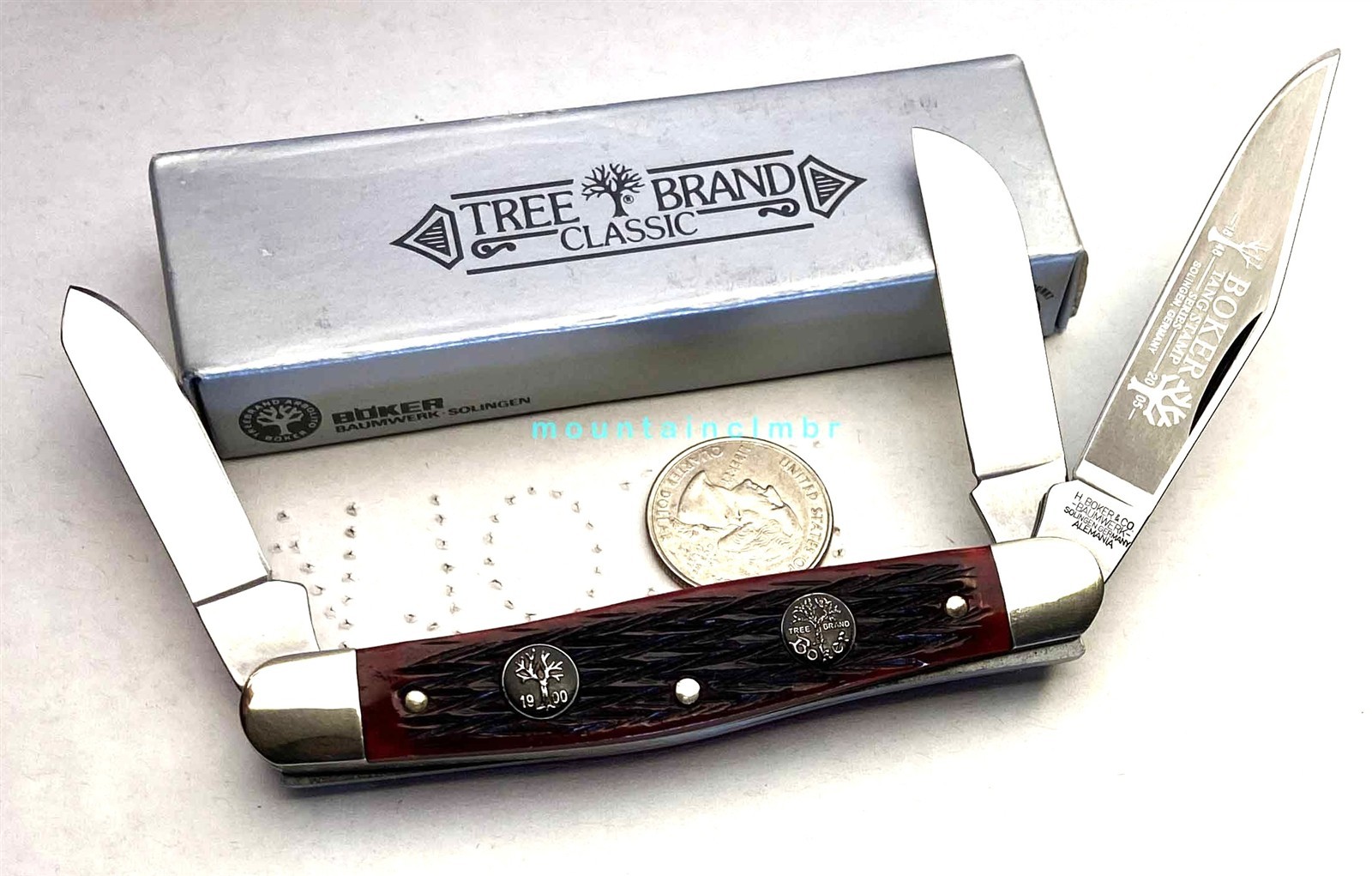 Boker Solingen Germany RARE Stockman Tang Stamp Series Red Bone Knife 7474STR