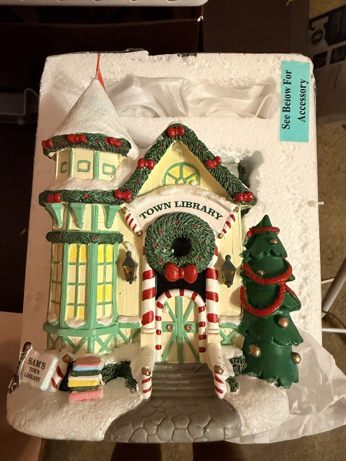 NEW Hawthorne Village Rudolph's Christmas Town Sam the Snowman's Library Lighted