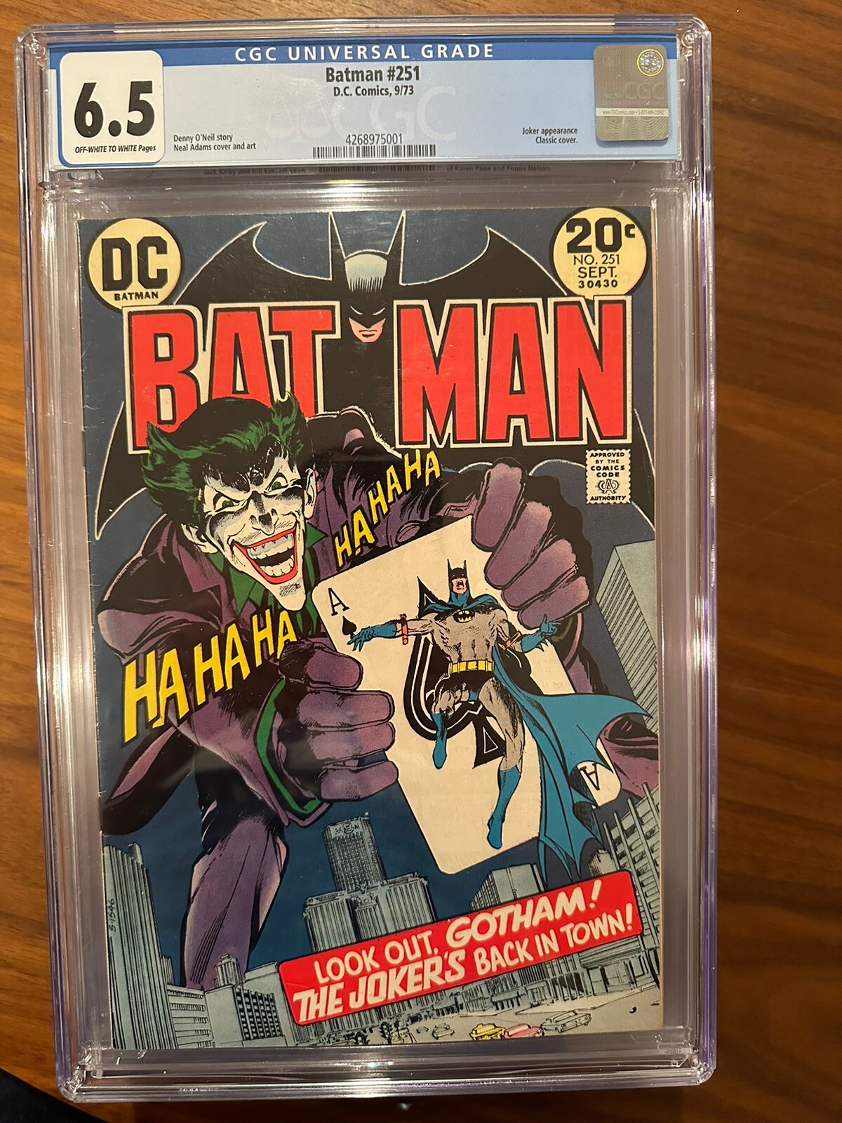 BATMAN #251 CGC 6.5 OW/WH PAGES   CLASSIC NEAL ADAMS JOKER COVER 1973