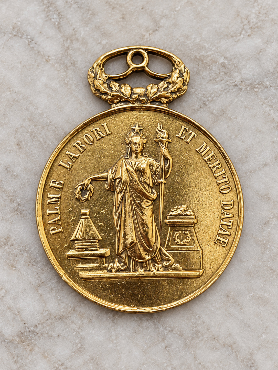 Vintage French Rowing Regatta Medal Pendant Gold Tone 2\