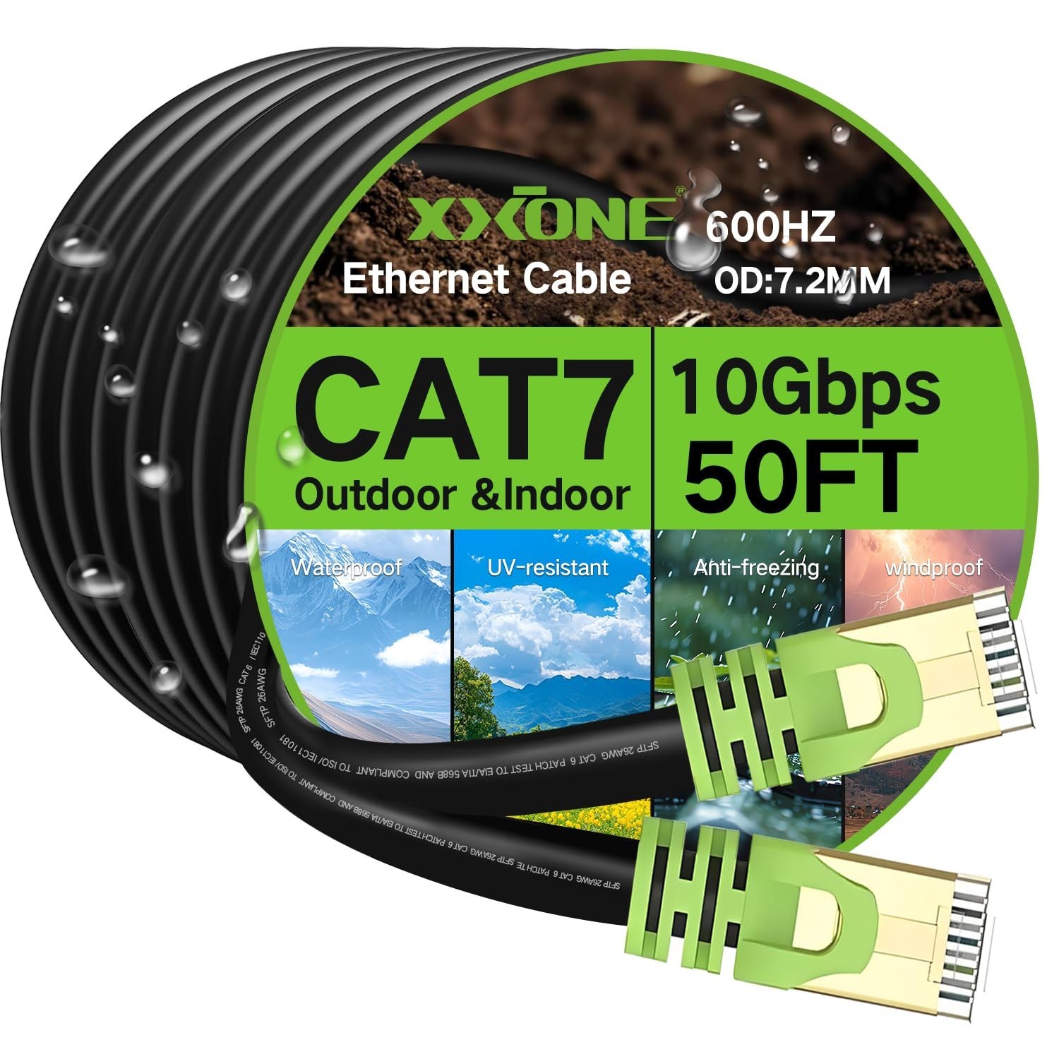 Outdoor Cat 7 Ethernet Cable 75ft, 26AWG Heavy-Duty Cat7 Networking Cord Patc... Outdoor Cat 7 Ethernet Cable 75ft, 26AWG Heavy-Duty Cat7 Networking Cord Patc...