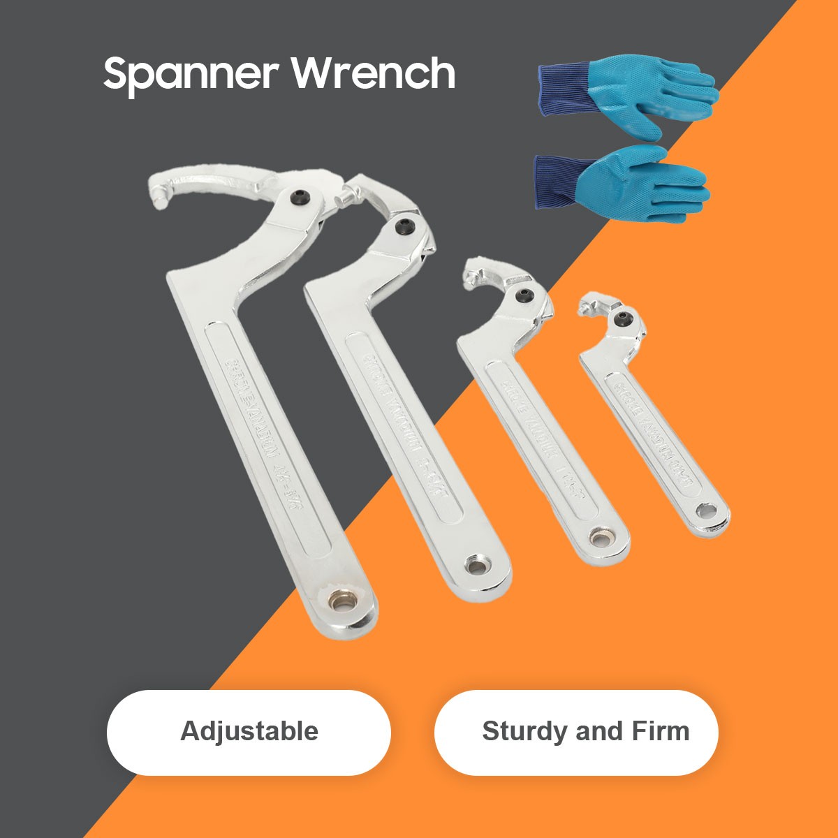 4PCS/Set Adjustable Spanner Hook Wrench For Hydraulic Ram Cylinder Tools Kit