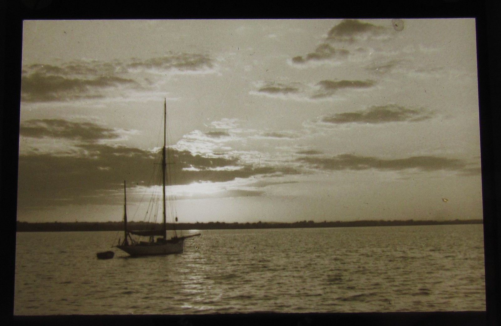 Glass Magic lantern slide SUNSET AND SEA 