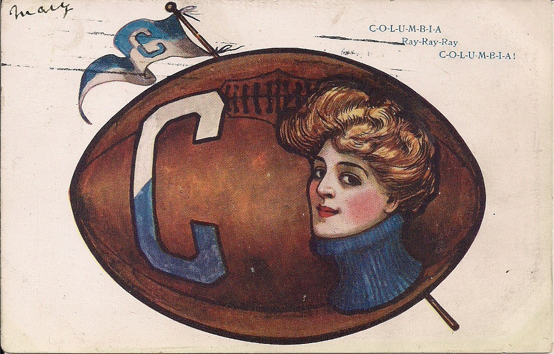 Columbia University, Beautiful Woman, Football, Sports, College Girl 1907 Tuck's Columbia University, Beautiful Woman, Football, Sports, College Girl 1907 Tuck's