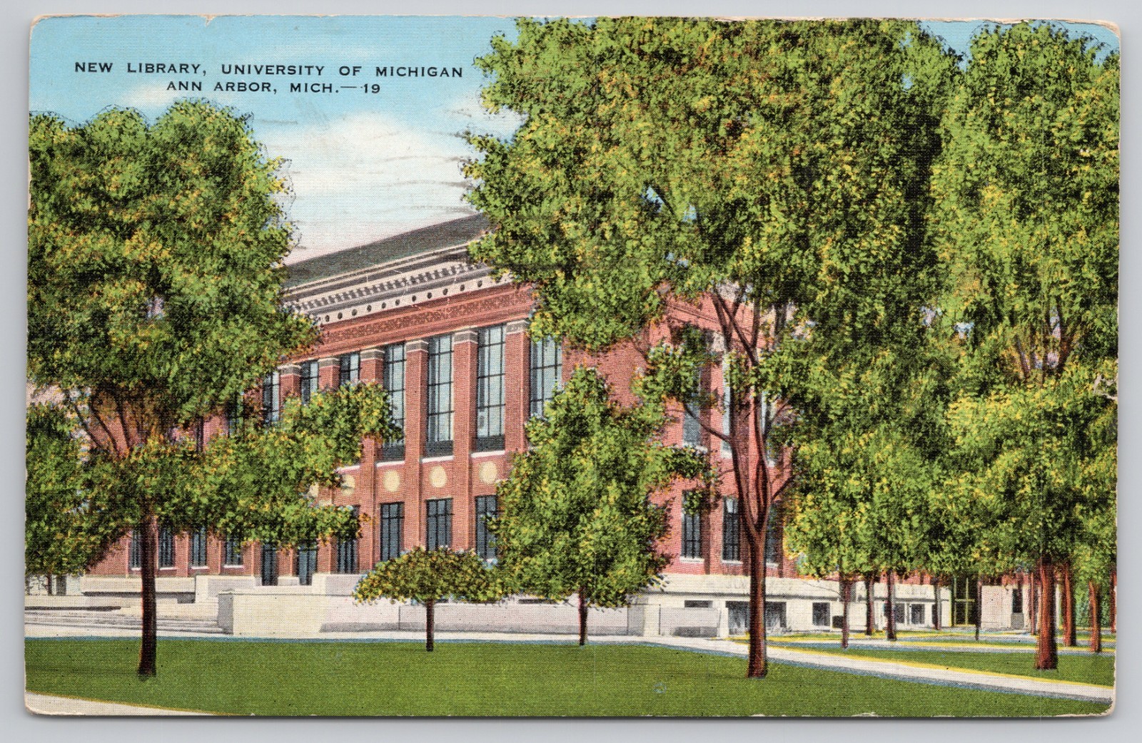 Postcard c1939 University of Michigan Ann Arbor Library