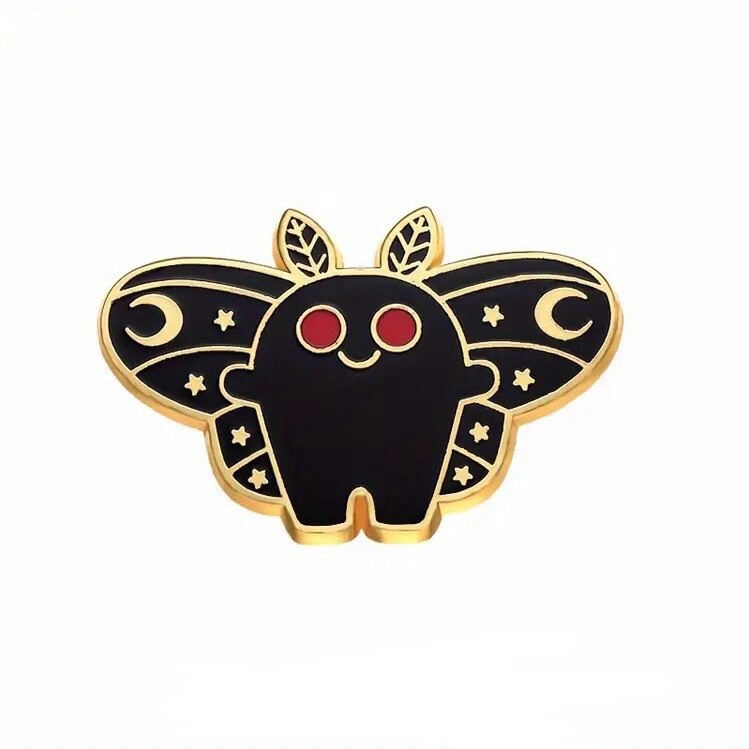 Adorable Chibi Mothman Enamel Pin - Happy Baby Moth Man Wants A Hug Moonlight