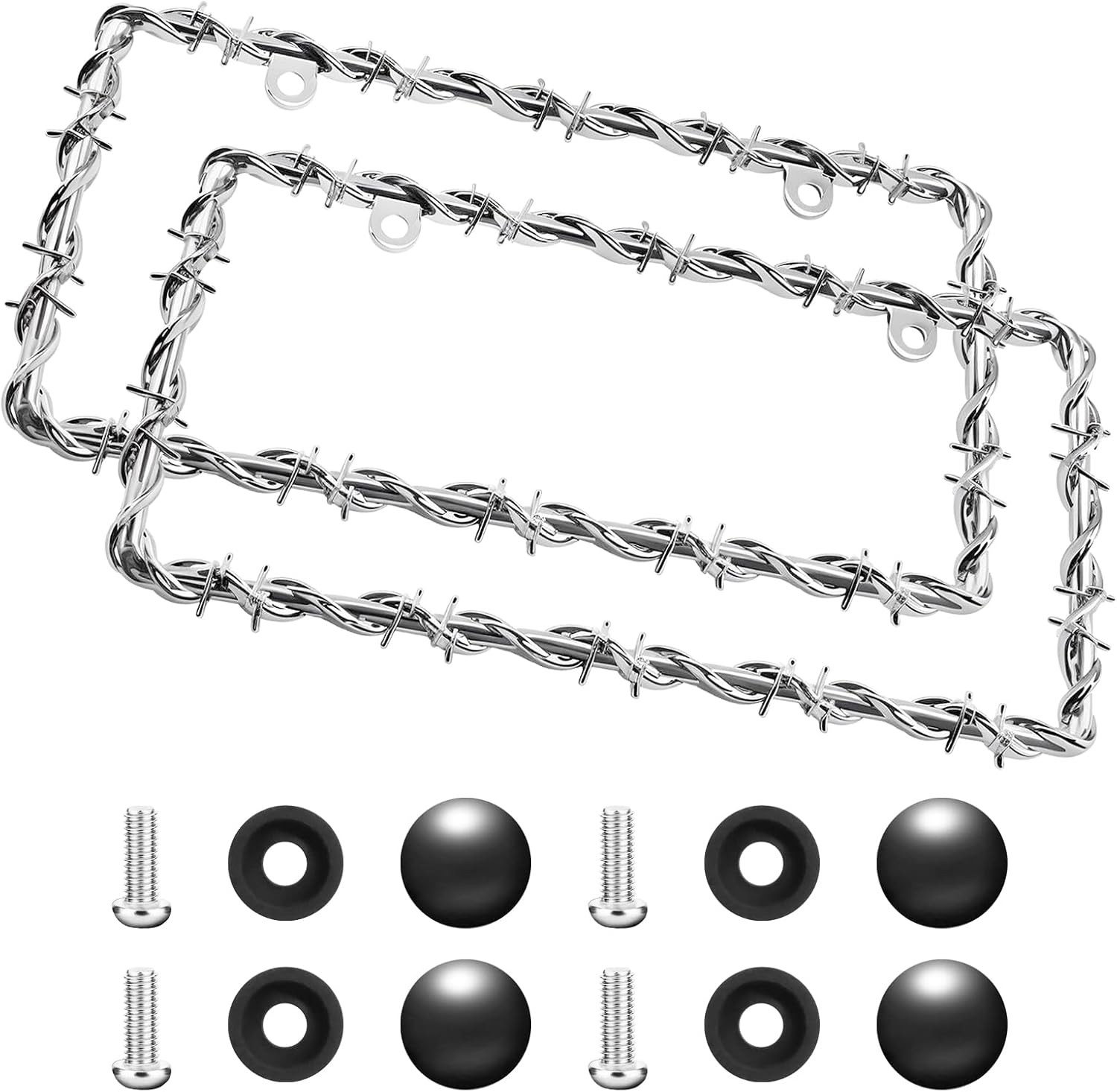 2Pcs Barbed Wire Design License Plate Frame, Chain Plate Frame Supplies Comes wi 2Pcs Barbed Wire Design License Plate Frame, Chain Plate Frame Supplies Comes wi