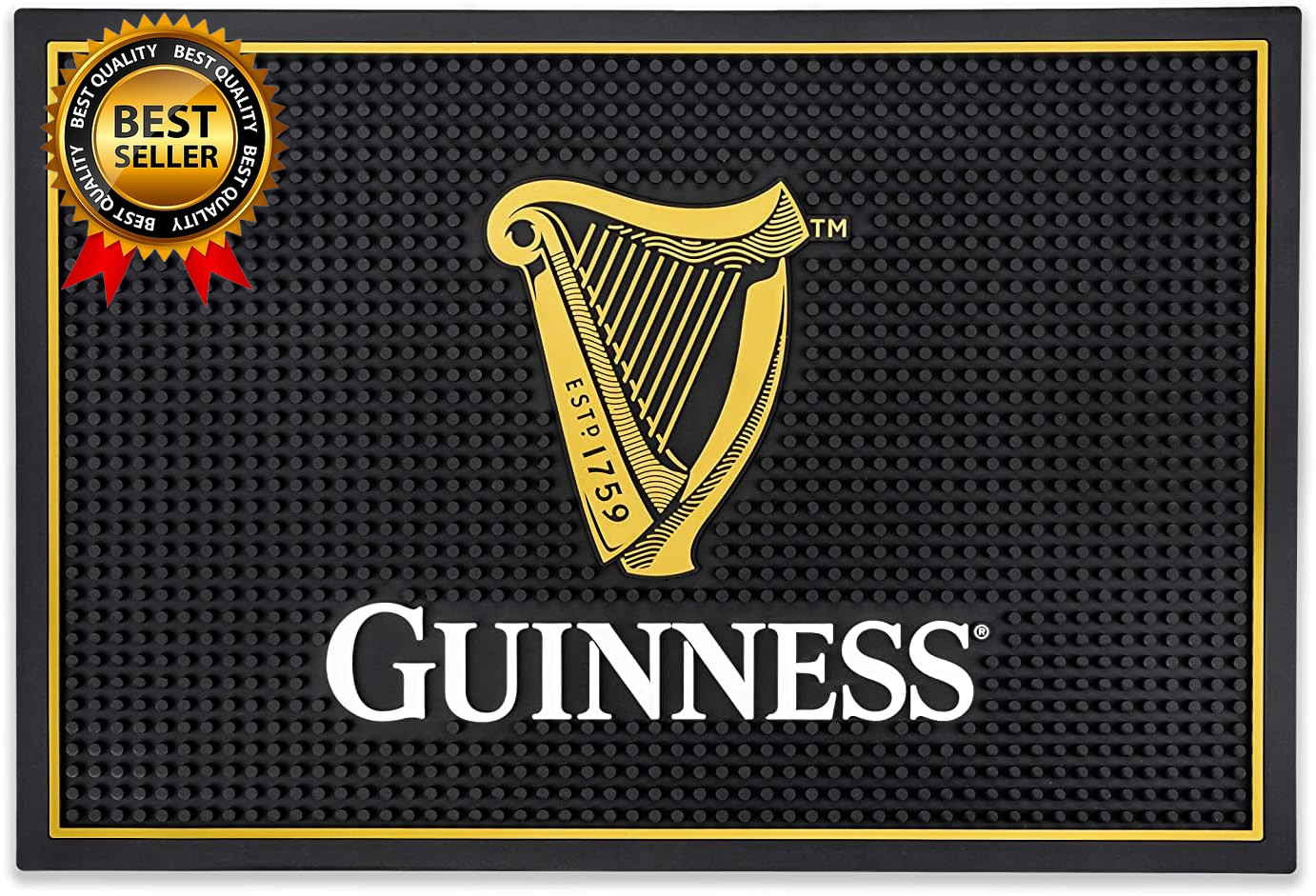 Guinness Bar and Spill Mat for Countertops | Irish Rubber Bar Mat for Drips with Guinness Bar and Spill Mat for Countertops | Irish Rubber Bar Mat for Drips with