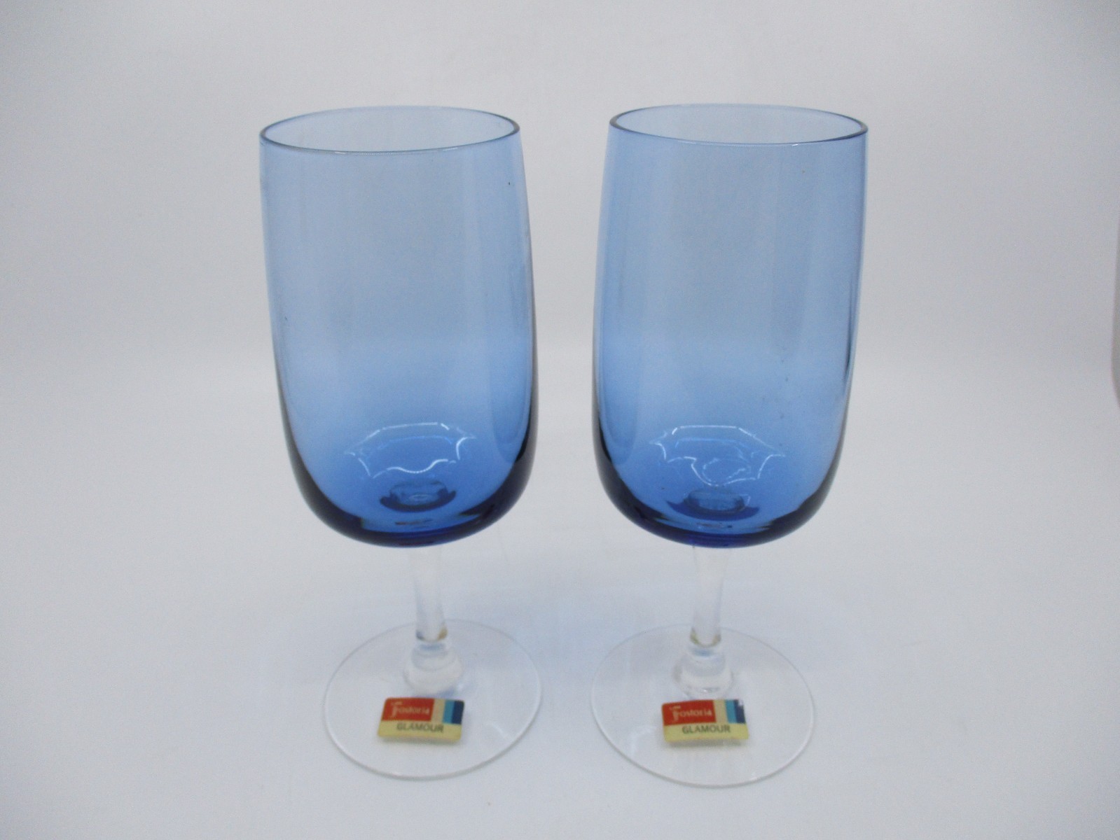 FOSTORIA GLAMOUR BLUE - 2 WATER GOBLETS - 7 1/8
