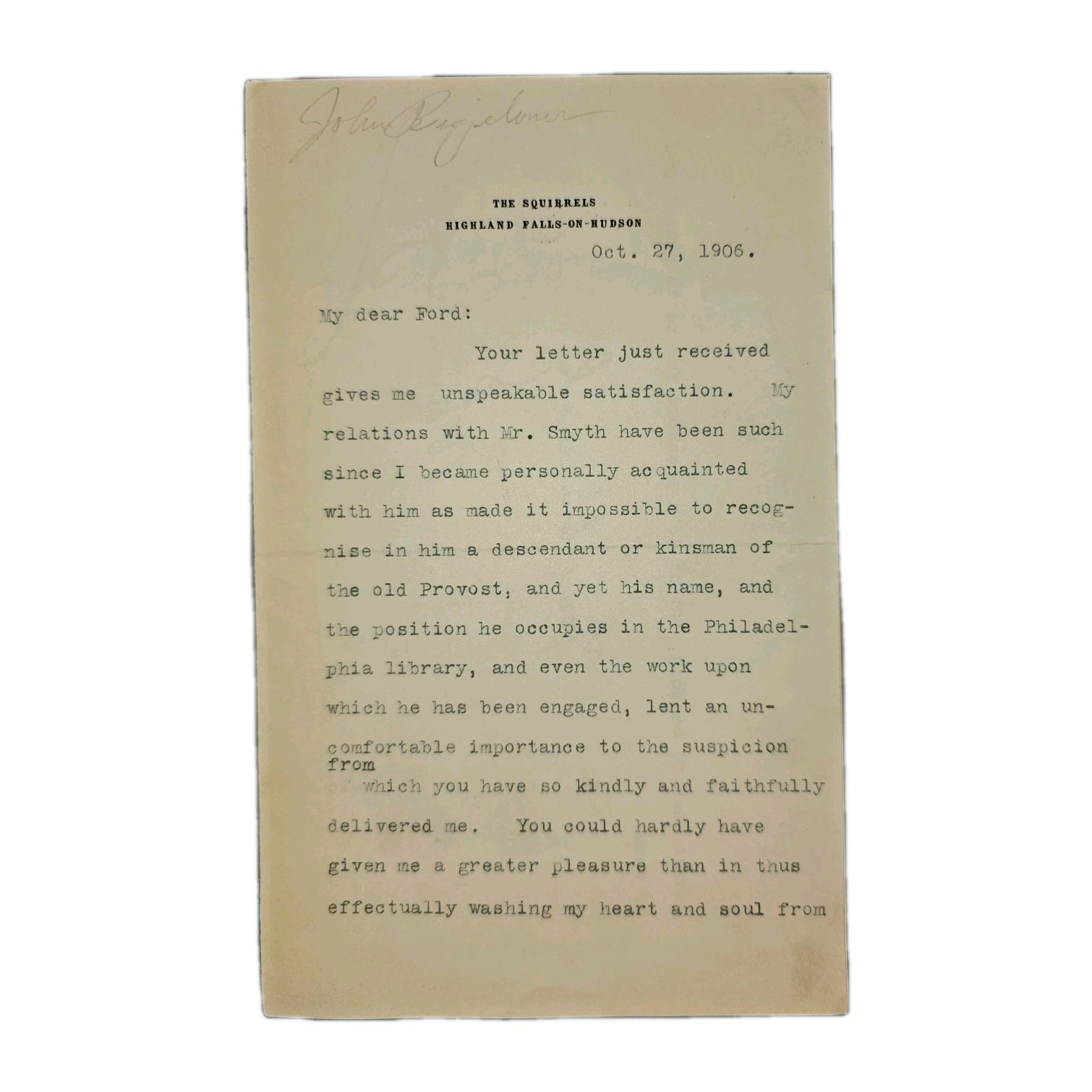1906 John Bigelow 3pp Signed Letter – On Franklin & Mme. Brillon, NYPL Founder