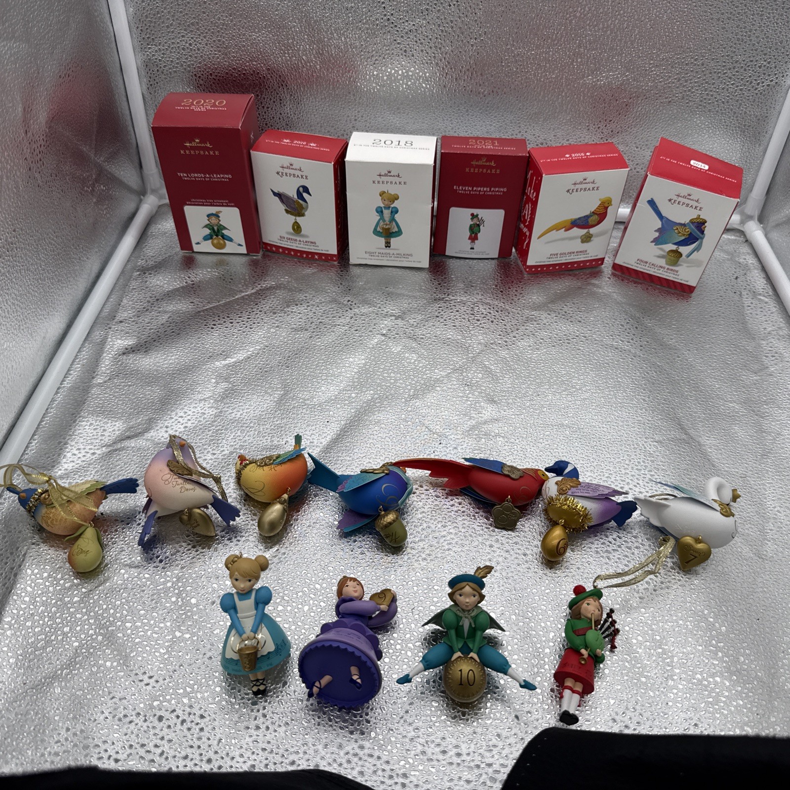 Set Of  Eleven (11) Hallmark 12 Days Of Christmas Ornaments (incomplete)