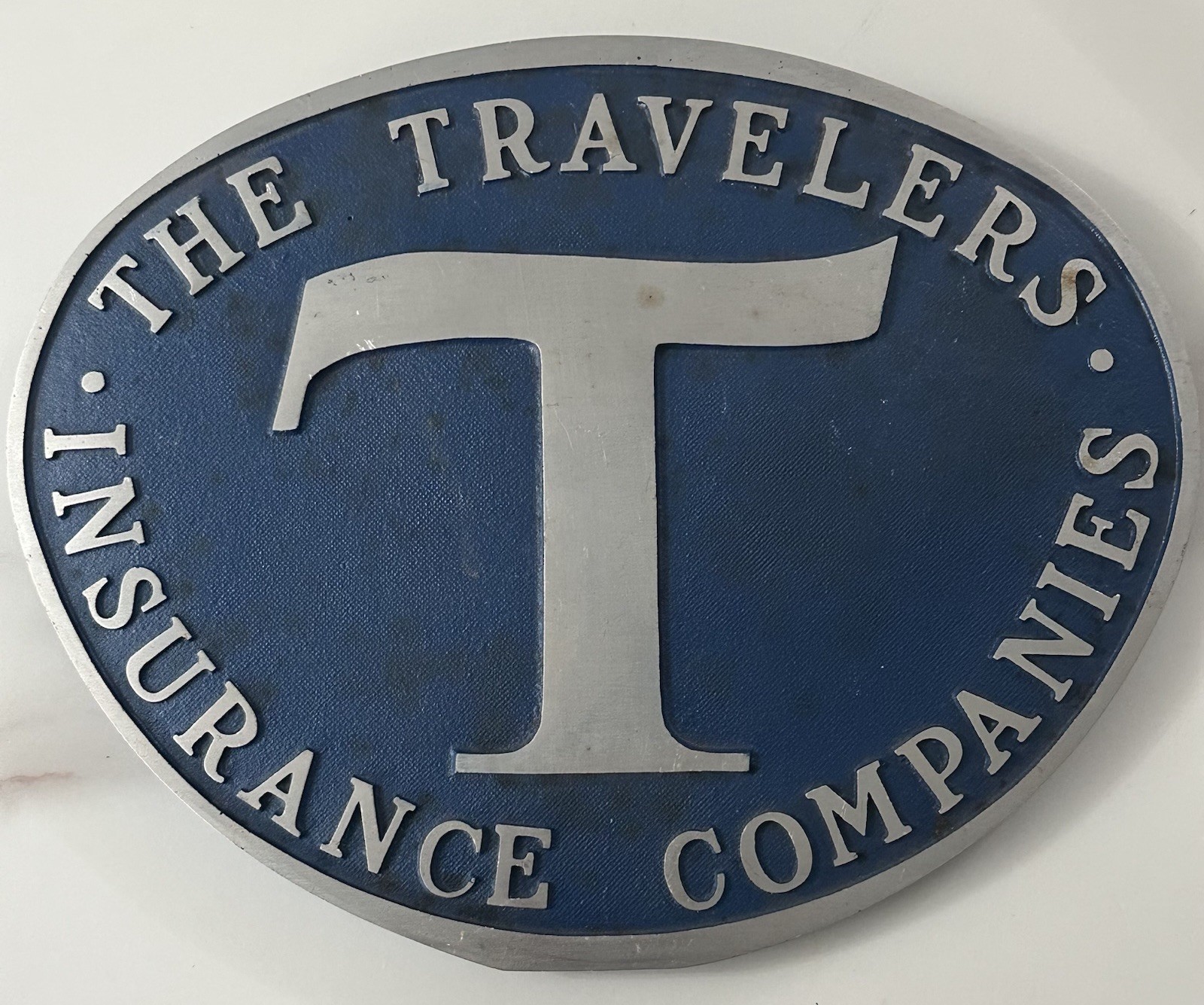 The Travelers Insurance Companies Metal Counter Top / Wall Store Sign Plaque