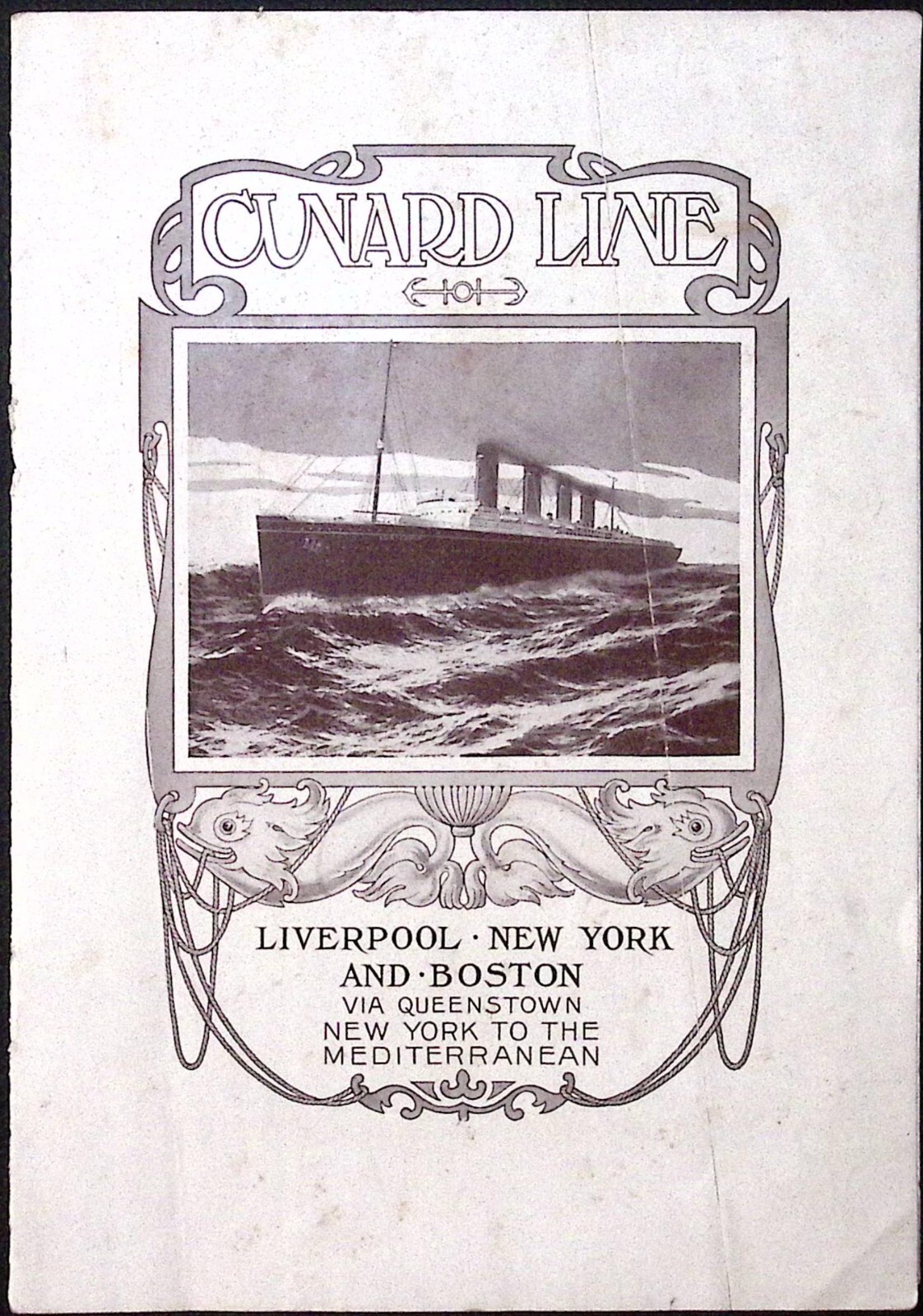 March 1909 Cunard Steamship Co Ltd New York to Liverpool Brochure COVER ONLY