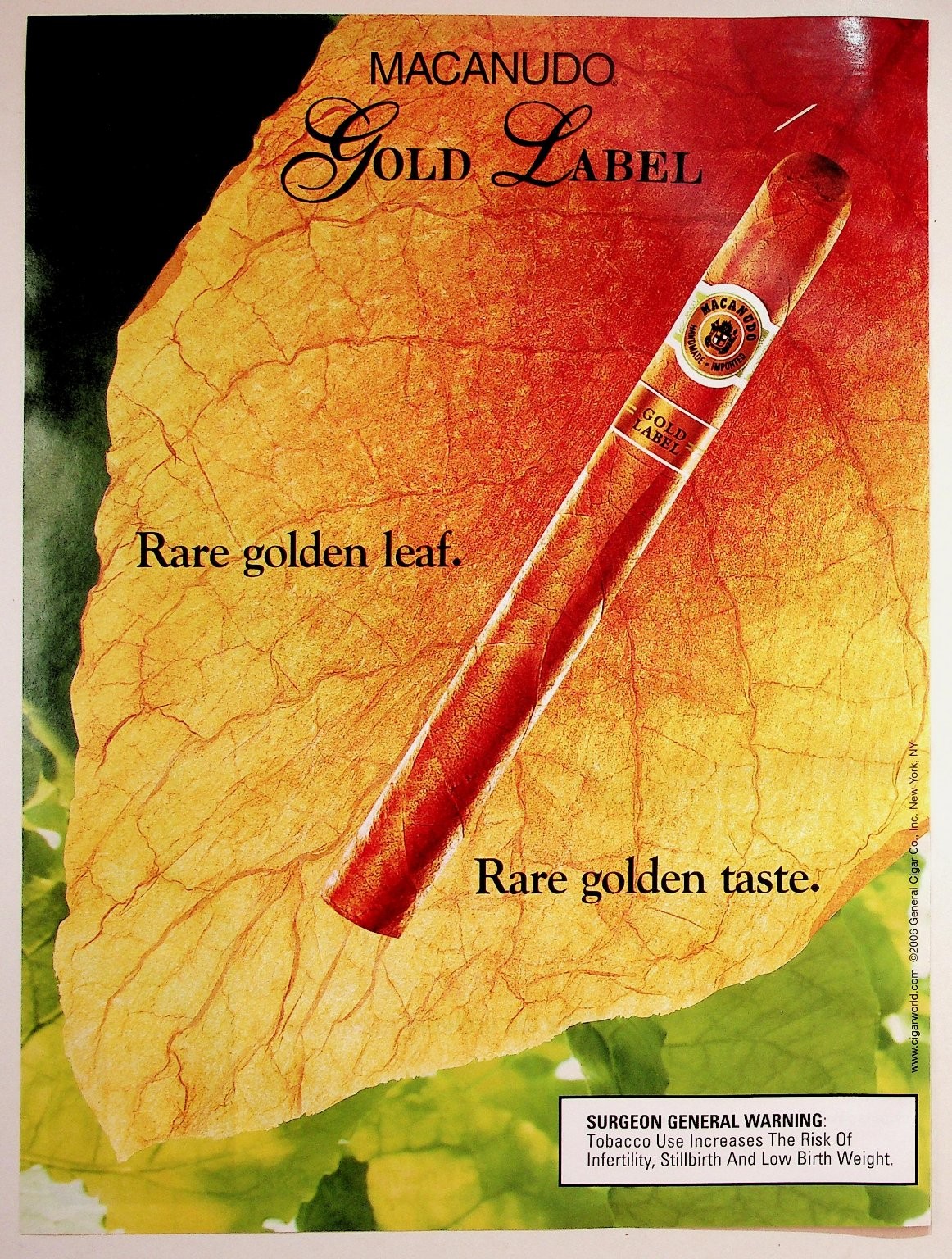 2006 Macanudo Gold Label Cigar Print Ad Vintage Tobacco Ephemera New York 2006 Macanudo Gold Label Cigar Print Ad Vintage Tobacco Ephemera New York