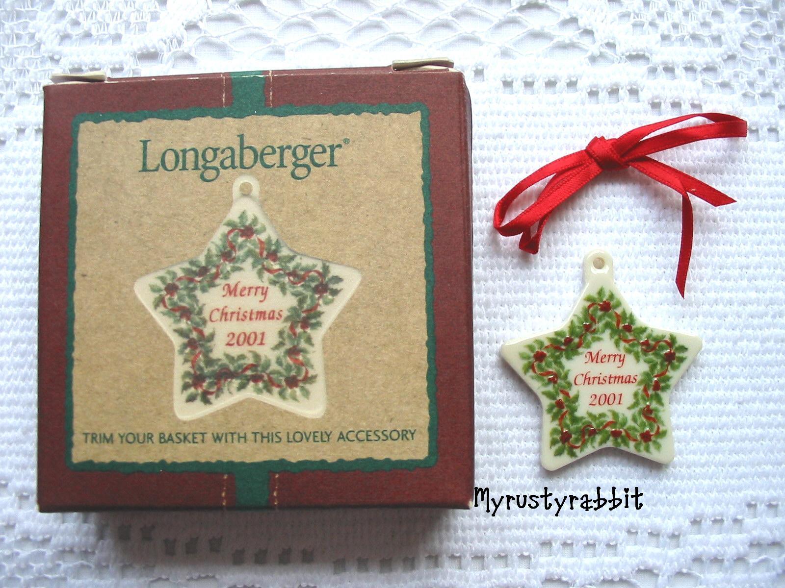 Longaberger Basket 2001 Merry Christmas Ceramic Star Tie-On - NEW