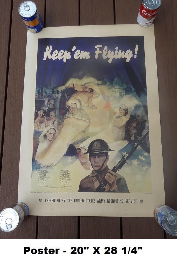 1941 World War II Poster - ORIGINAL Keep 'Em Flying w/ Uncle Sam by C C Beall 1941 World War II Poster - ORIGINAL Keep 'Em Flying w/ Uncle Sam by C C Beall