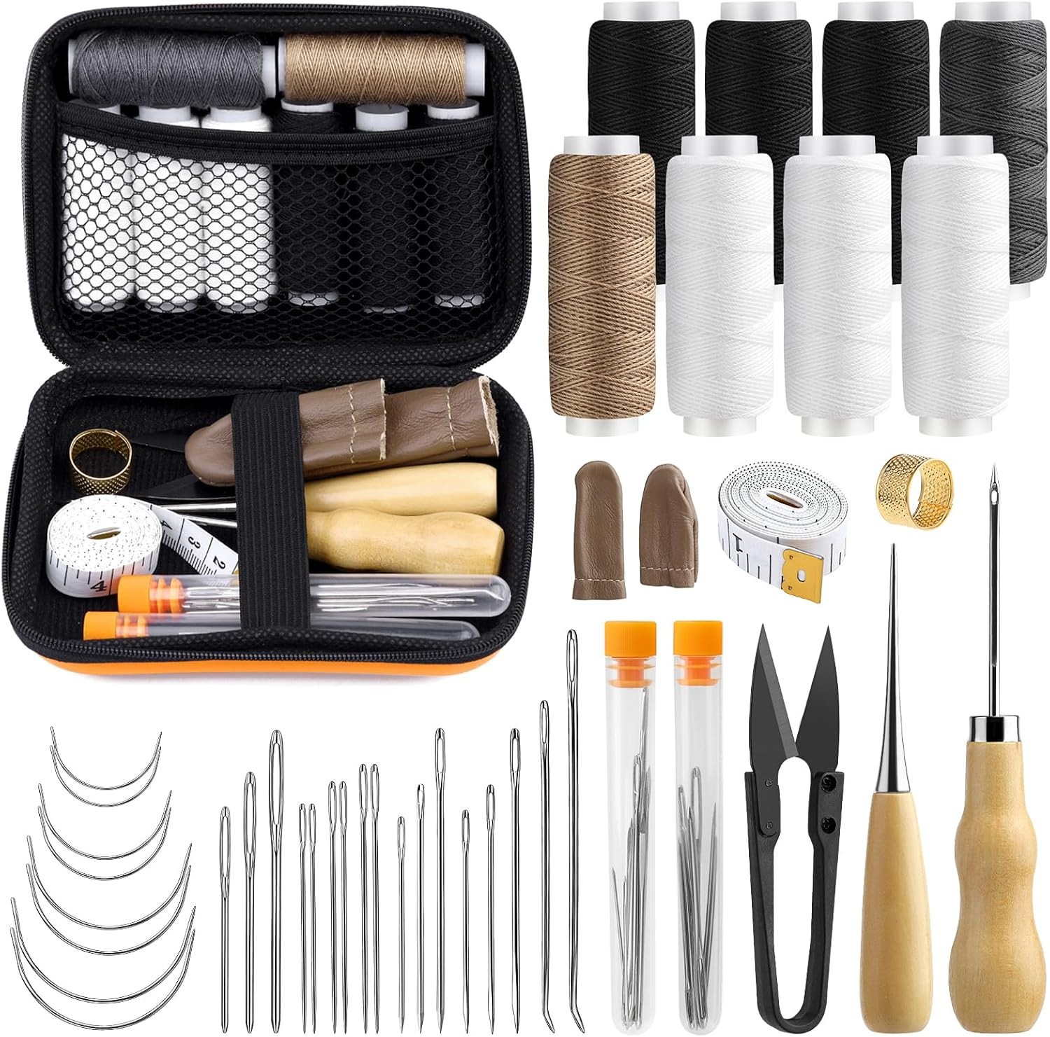 MORFEN 38PCS Heavy Duty Sewing Kit Needle Thread Upholstery Repair MORFEN 38PCS Heavy Duty Sewing Kit Needle Thread Upholstery Repair