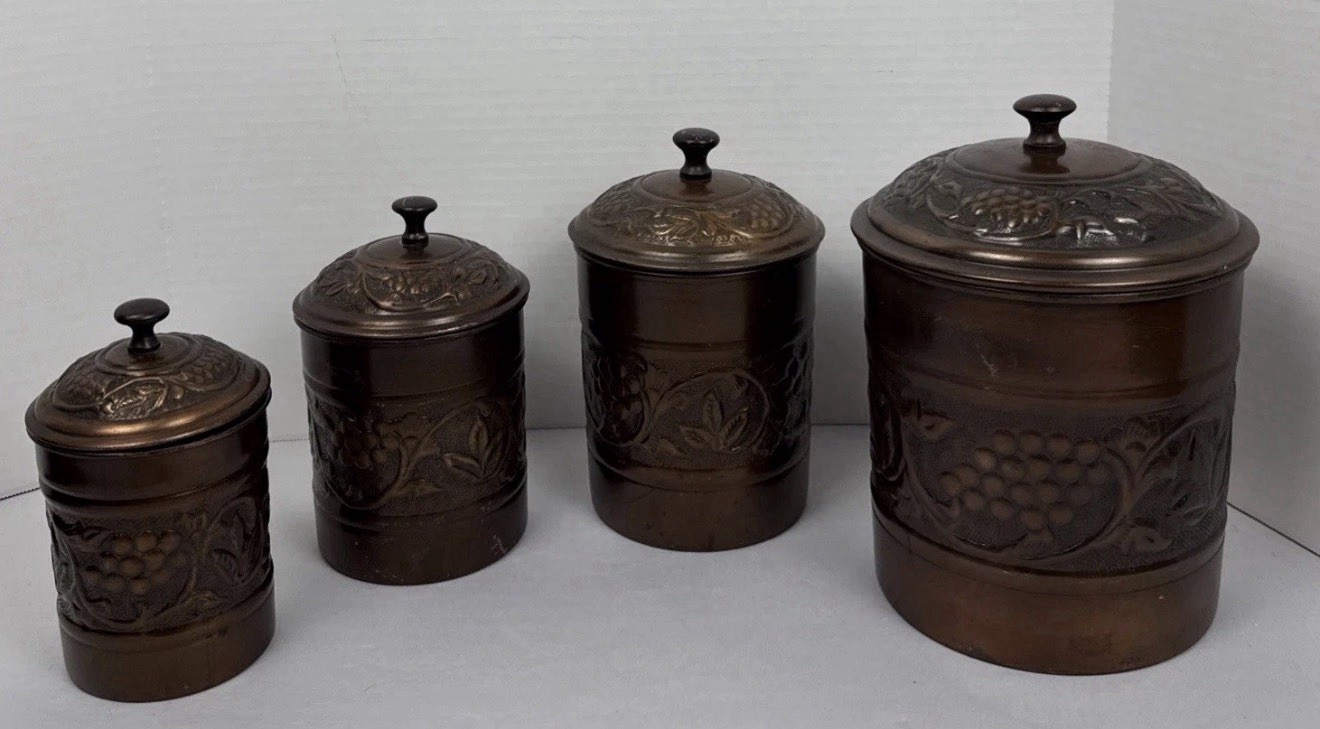 Old Dutch International 4-Piece Antique Heritage Copper Canister Set