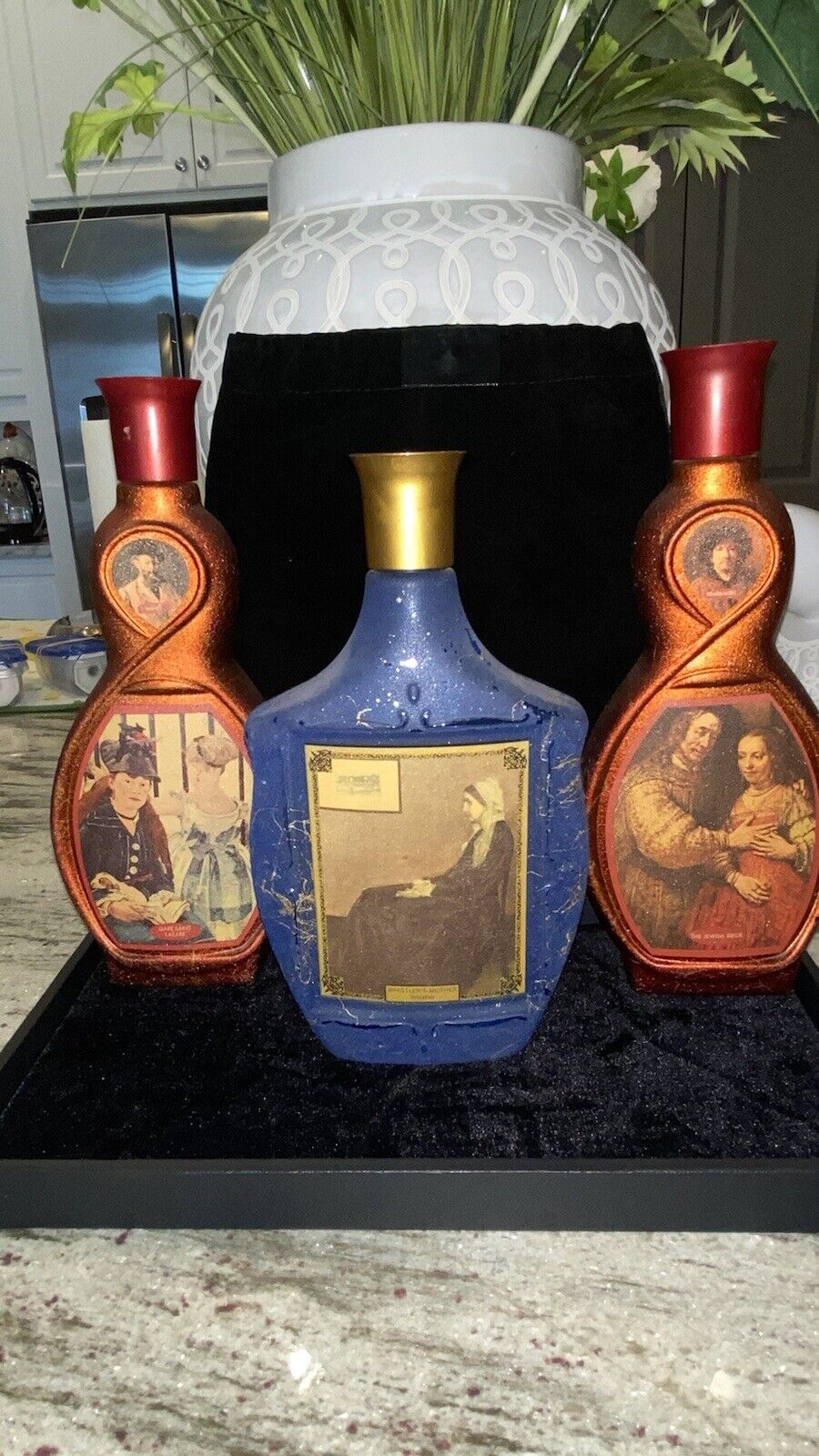 Vintage Collectible Jim Beam Whiskey Art Bottles c. 1960s (empty) 3 Bottles