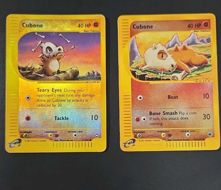 Pokemon TCG Expedition 2002 ENG Cubone 77/147 + 103/165 Reverse Holo