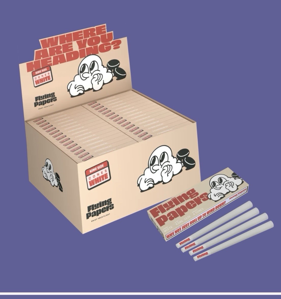 Flying Papers Cones Full Box of 240 King Size Rolling Papers