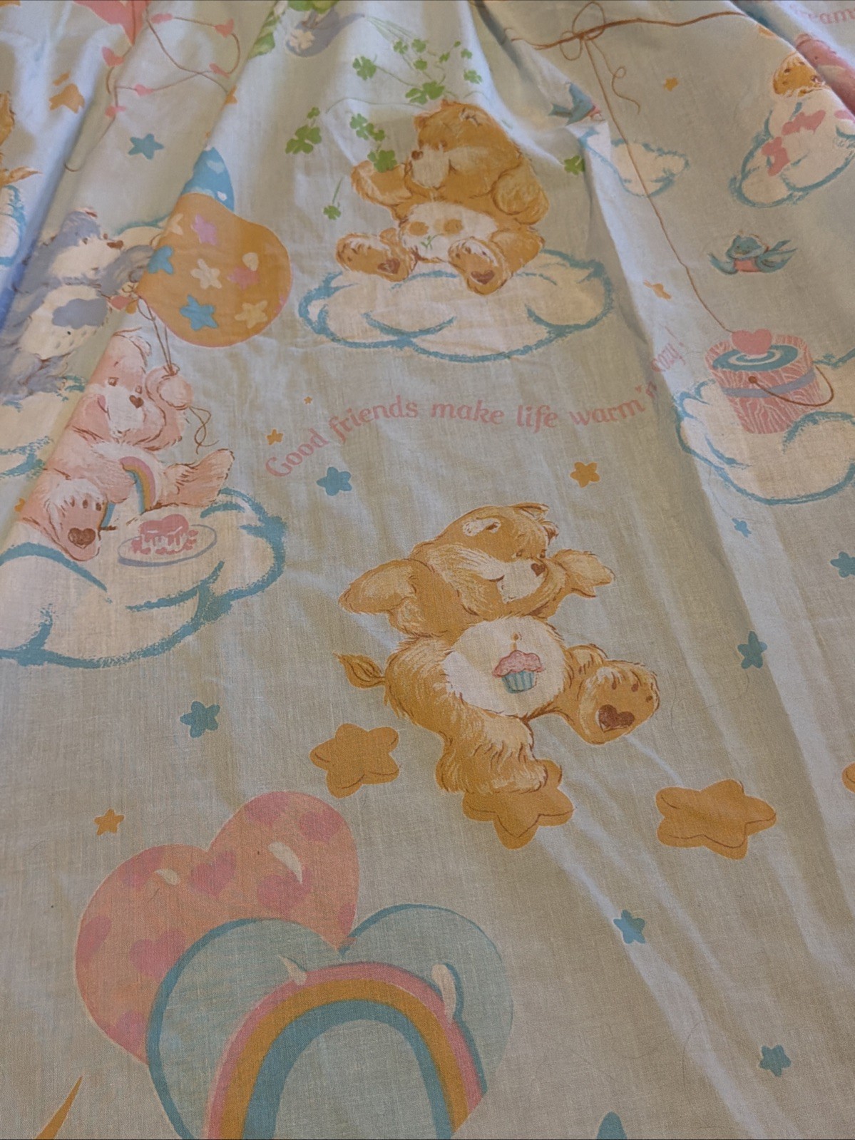 Vintage Care Bears American Greetings FULL Bed Flat Sheet