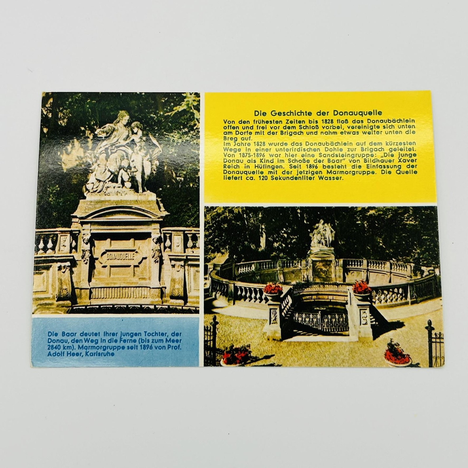 VINTAGE Germany Postcard Donaueschingen Die Geschichte Der Donauquelle 5.5x3.5
