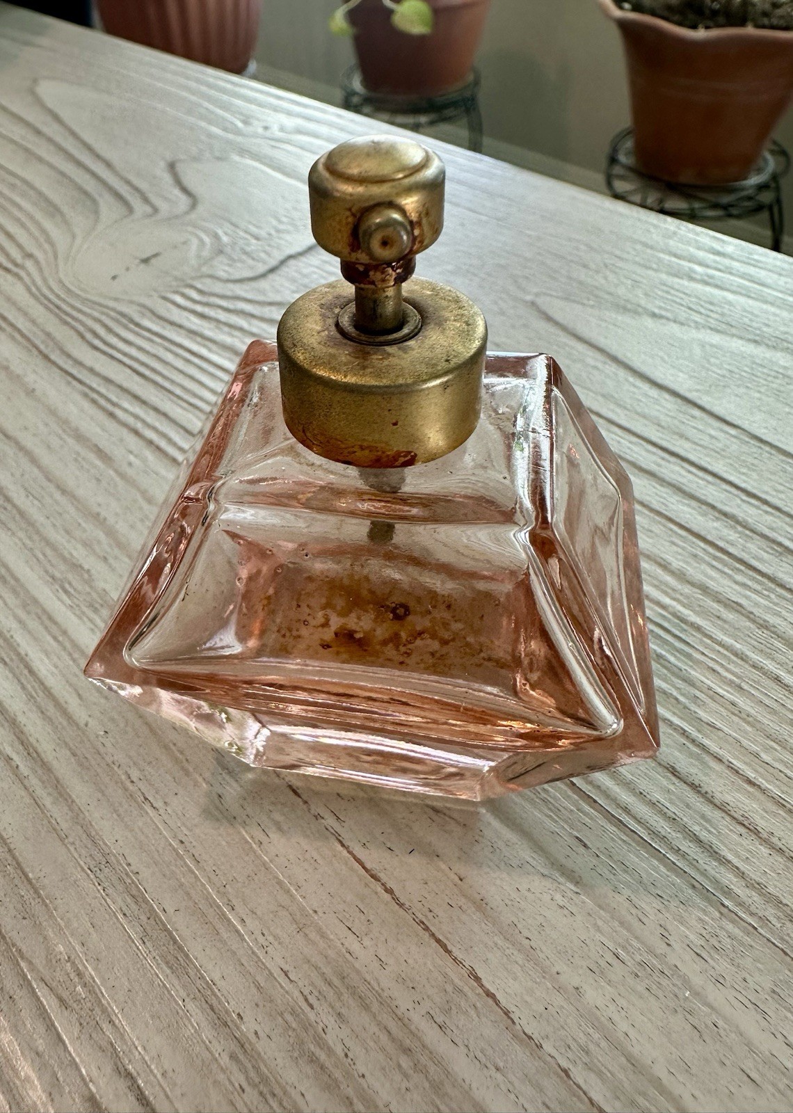 VINTAGE ART DECO PERFUME BOTTLE PINK ATOMIZER