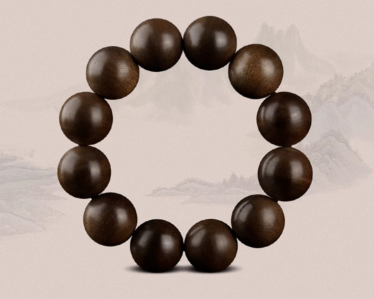20mm*12 Brunei Natural Agarwood Bracelets Mala Meditation Agarwood Prayer Beads