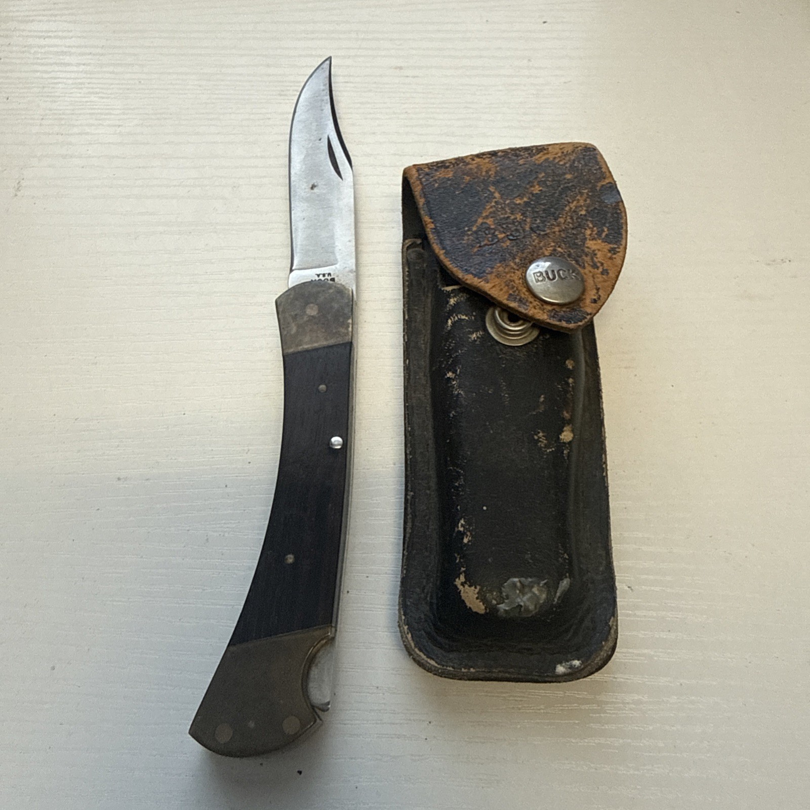 Vintage Buck 110 Folding Hunter Two-Line BUCK USA 1967-1971 440C w/ Sheath Vintage Buck 110 Folding Hunter Two-Line BUCK USA 1967-1971 440C w/ Sheath
