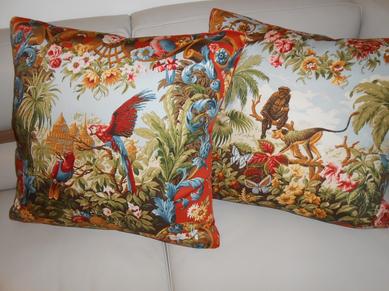 SCALAMANDRE Fonthill pillows PARADISO INDIANO printed cotton multicolor new PAIR