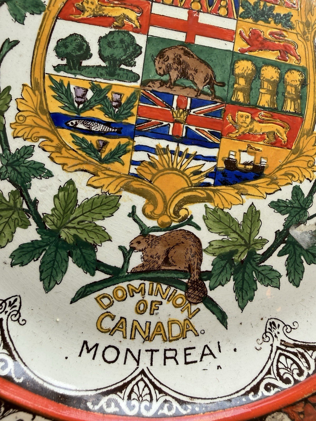 Antique Wedgwood Dominion of Canada Montreal Crested Plate Etruria 10” 487L
